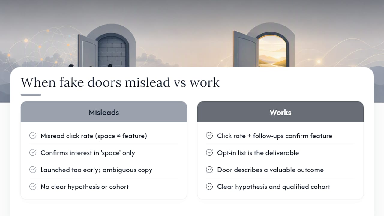 When fake doors work, and when they mislead you, overview diagram